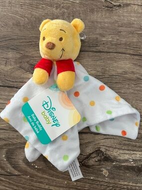Disney Yellow Pooh Plush Baby Lovey with Multicolor Polka Dots